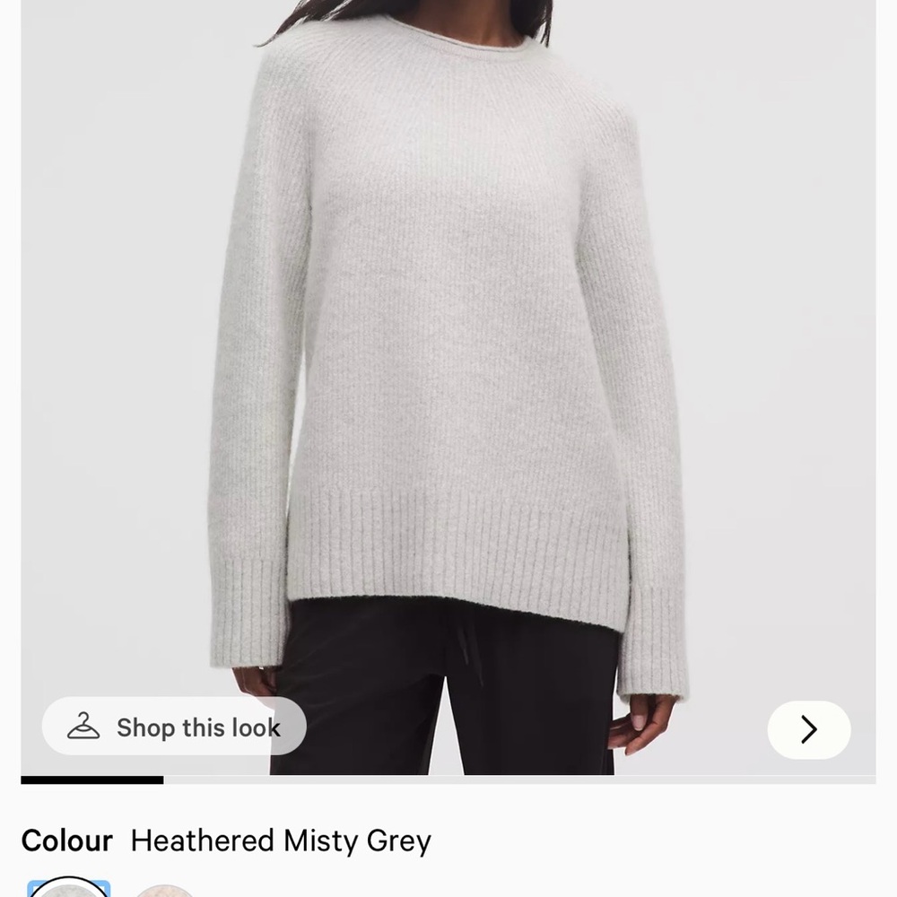 NWT lululemon Alpaca-Blend Light Gray Crew Neck Sweater
